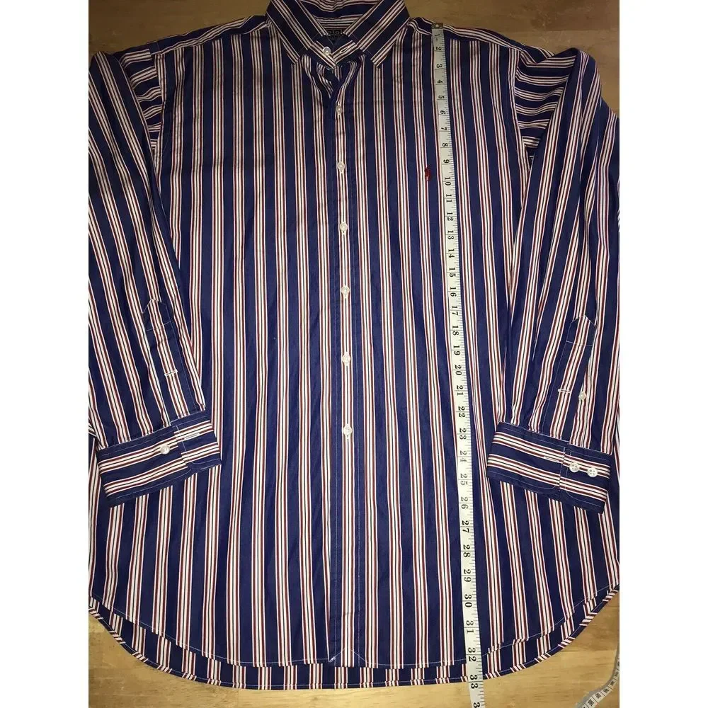Polo Ralph‎ Lauren Long Sleeve Mens 18 XXL 2XL Red White Blue Regent ButtonUp - Picture 4 of 8
